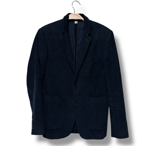 Burberry Men's Corduroy Navy Blue Blazer Jacket Size 44R - Picture 2 of 8